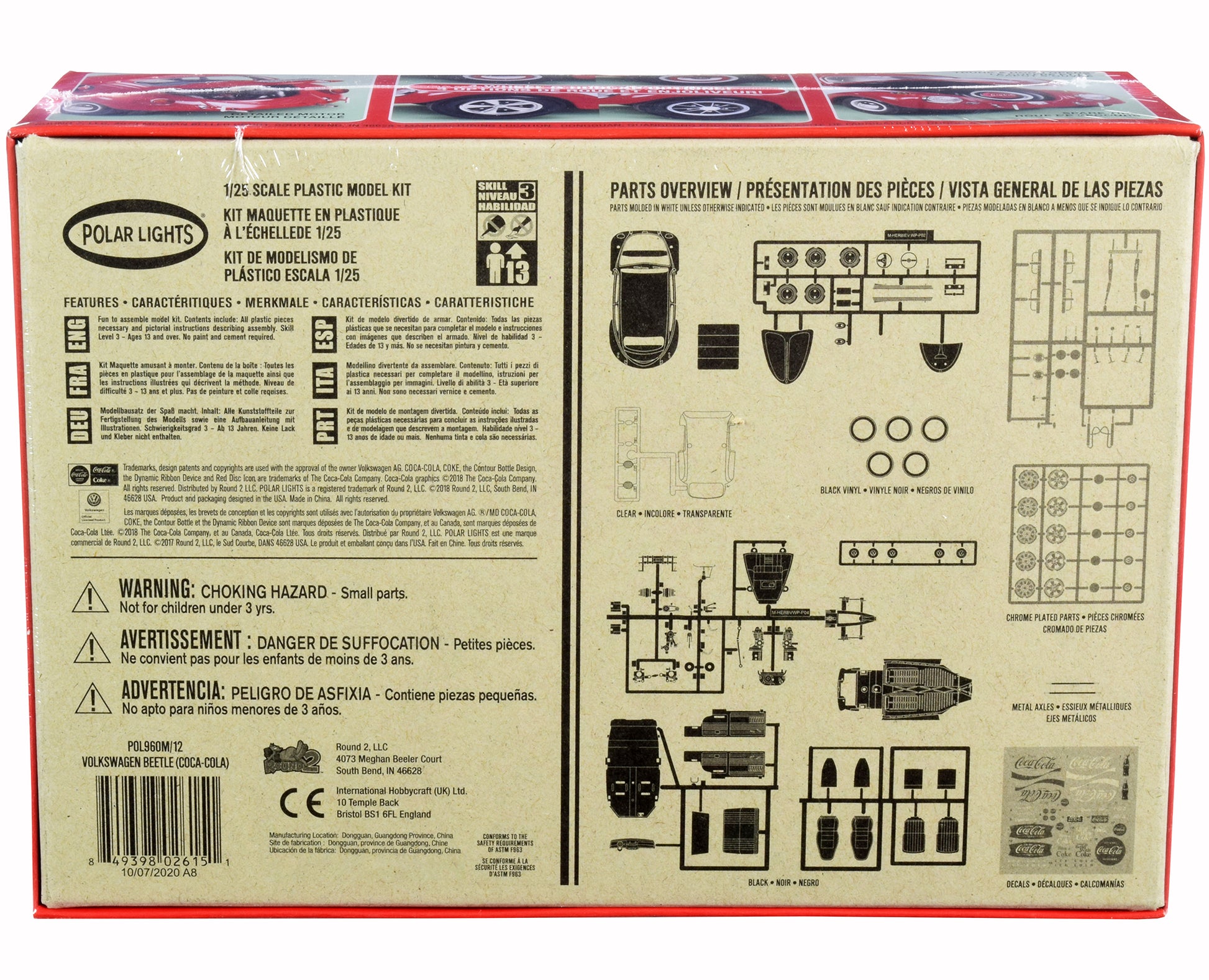 Skill 3 Snap Model Kit Volkswagen Beetle &quot;Coca-Cola&quot; 1/25 Scale Model by Polar Lights