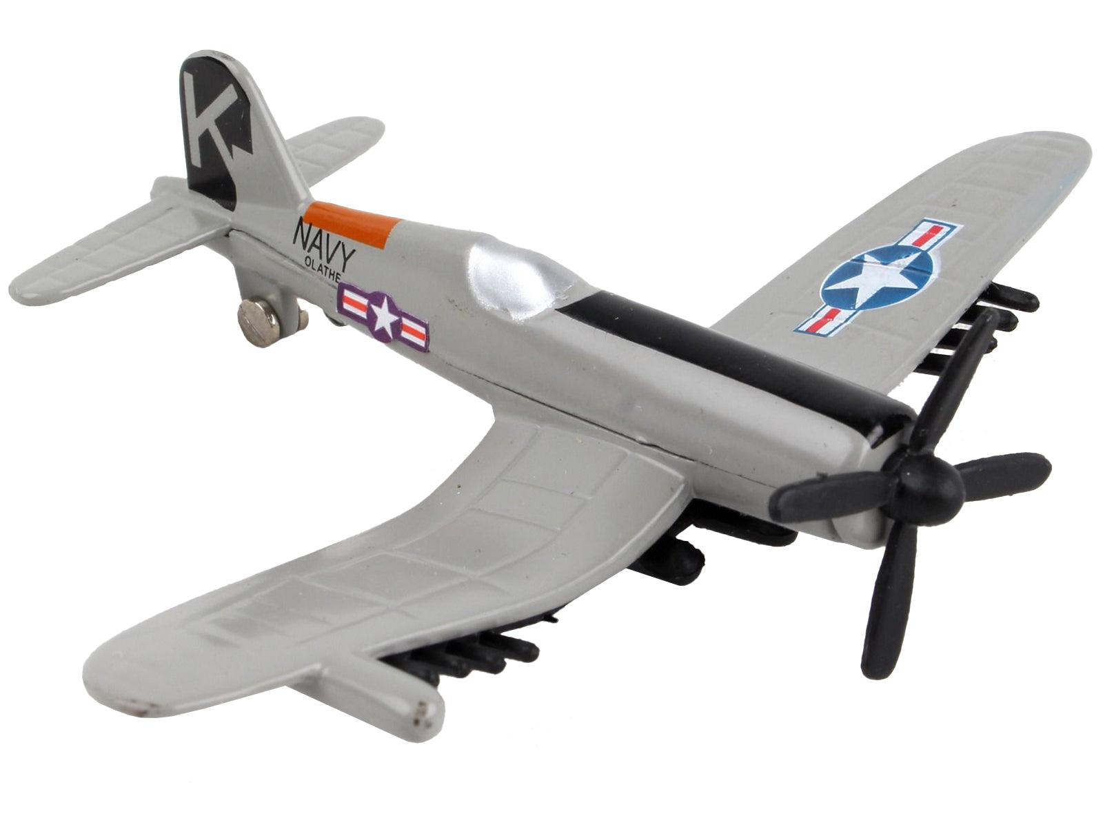 Vought F4U Corsair Fighter Aircraft Gray &quot;United States Navy&quot; with Runway Section Diecast Model Airplane by Runway24