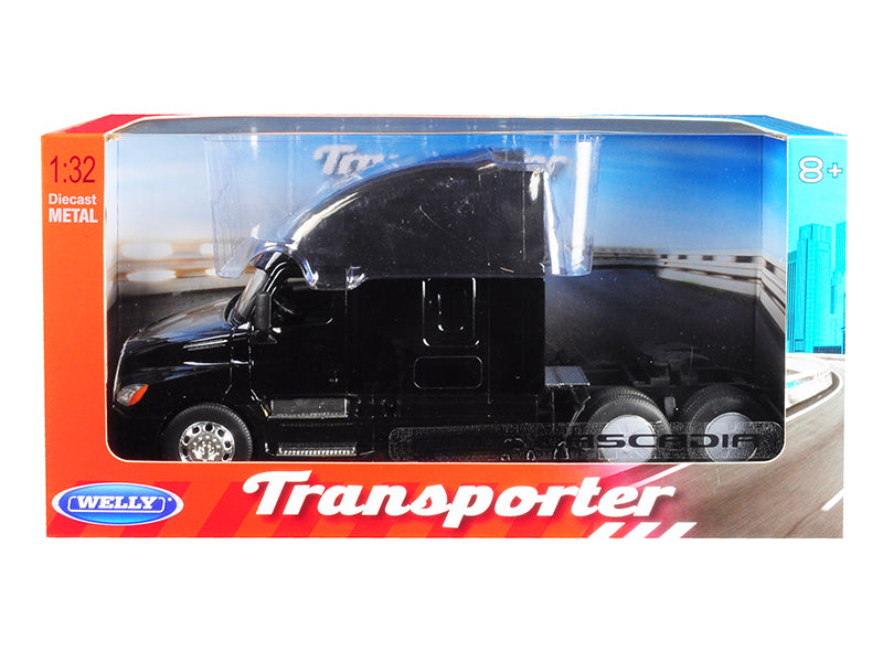 Freightliner Cascadia Truck Black &quot;Transporter&quot; 1/32 Diecast Model by Welly